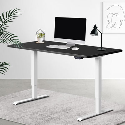 Artiss Standing Desk Adjustable Height Desk Electric Motorised White Frame Black Desk Top 140cm - Payday Deals