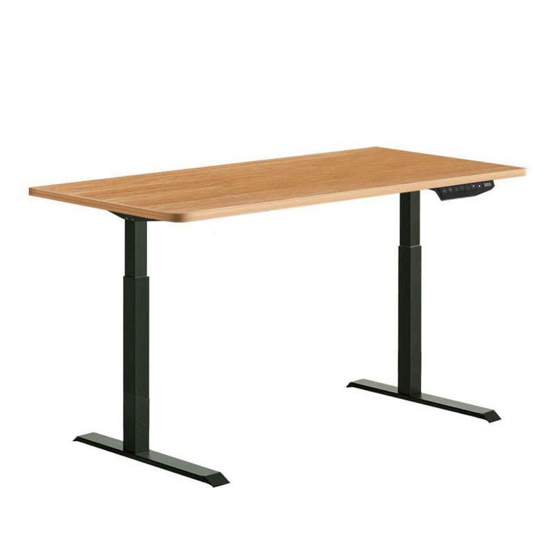 Artiss Standing Desk Adjustable Height Desk Dual Motor Electric Black Frame Oak Desk Top 120cm - Payday Deals