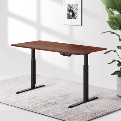 Artiss Standing Desk Adjustable Height Desk Dual Motor Electric Black Frame Walnut Desk Top 140cm - Payday Deals