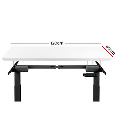 Artiss Standing Desk Adjustable Height Desk Dual Motor Electric Black Frame White Desk Top 120cm - Payday Deals