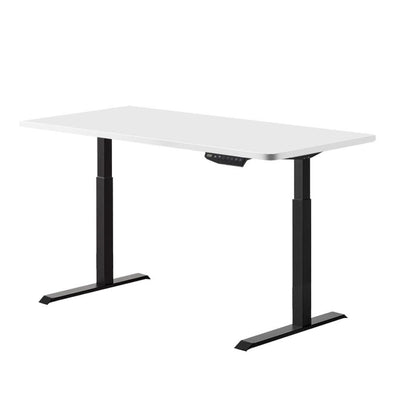 Artiss Standing Desk Adjustable Height Desk Dual Motor Electric Black Frame White Desk Top 140cm