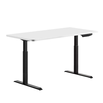 Artiss Standing Desk Adjustable Height Desk Dual Motor Electric Black Frame White Desk Top 140cm - Payday Deals