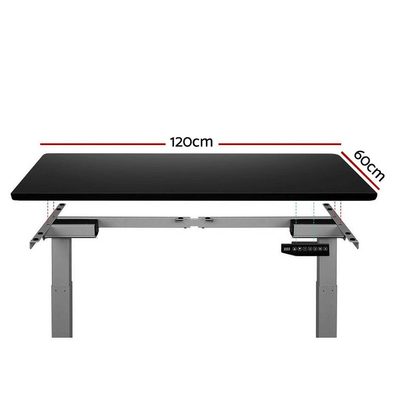 Artiss Standing Desk Adjustable Height Desk Dual Motor Electric Grey Frame Black Desk Top 120cm - Payday Deals