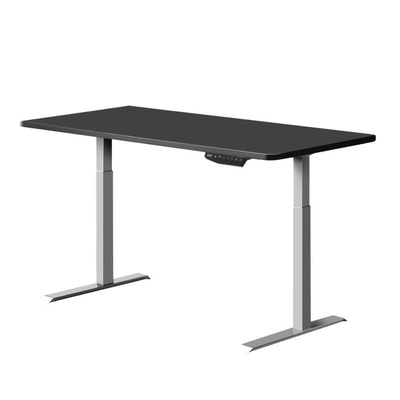 Artiss Standing Desk Adjustable Height Desk Dual Motor Electric Grey Frame Black Desk Top 140cm - Payday Deals