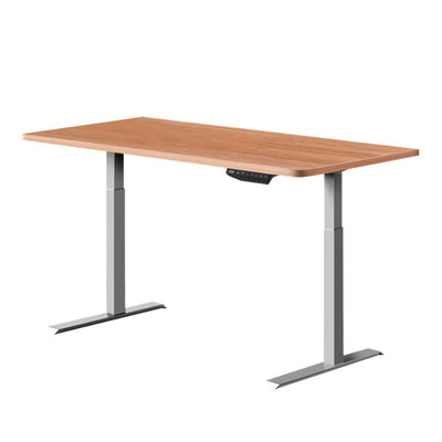 Artiss Standing Desk Adjustable Height Desk Dual Motor Electric Grey Frame Oak Desk Top 120cm