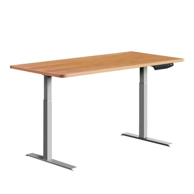 Artiss Standing Desk Adjustable Height Desk Dual Motor Electric Grey Frame Oak Desk Top 120cm - Payday Deals