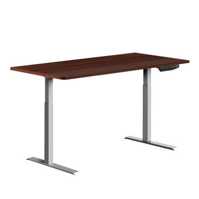 Artiss Standing Desk Adjustable Height Desk Dual Motor Electric Grey Frame Walnut Desk Top 120cm - Payday Deals