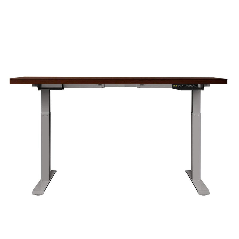 Artiss Standing Desk Adjustable Height Desk Dual Motor Electric Grey Frame Walnut Desk Top 140cm - Payday Deals
