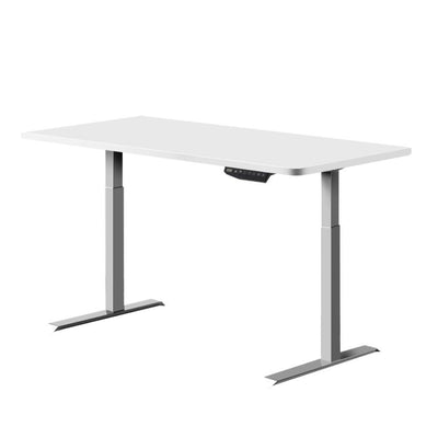Artiss Standing Desk Adjustable Height Desk Dual Motor Electric Grey Frame White Desk Top 140cm - Payday Deals
