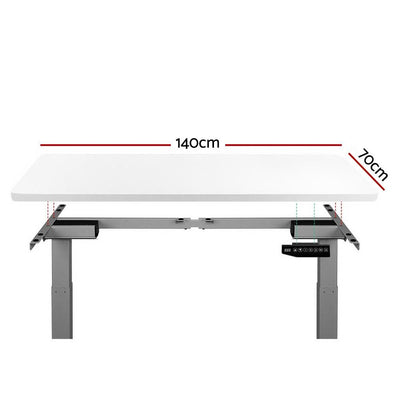 Artiss Standing Desk Adjustable Height Desk Dual Motor Electric Grey Frame White Desk Top 140cm - Payday Deals