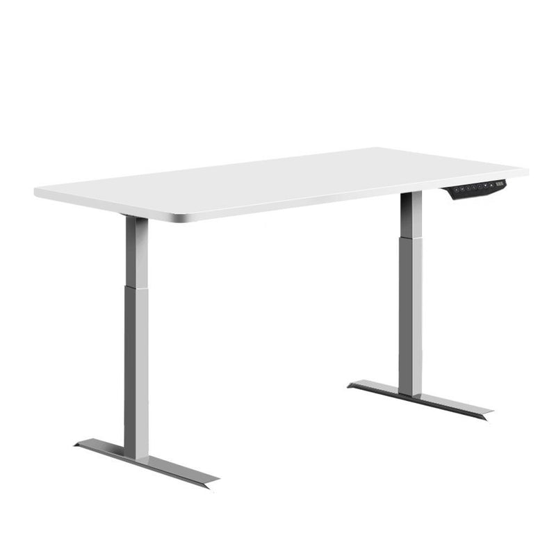Artiss Standing Desk Adjustable Height Desk Dual Motor Electric Grey Frame White Desk Top 140cm - Payday Deals