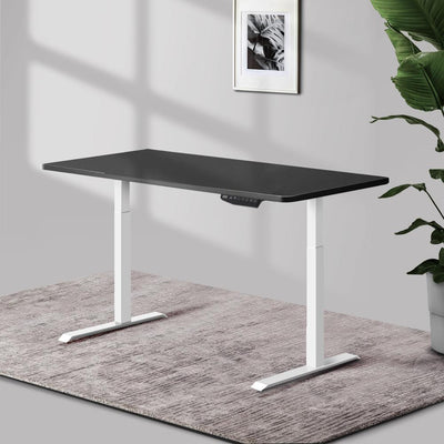 Artiss Standing Desk Adjustable Height Desk Dual Motor Electric White Frame Black Desk Top 120cm - Payday Deals