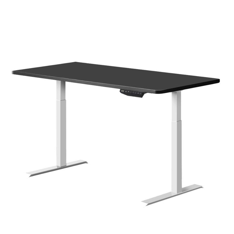 Artiss Standing Desk Adjustable Height Desk Dual Motor Electric White Frame Black Desk Top 140cm - Payday Deals