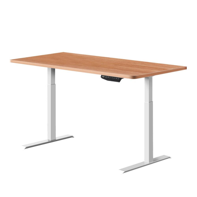 Artiss Standing Desk Adjustable Height Desk Dual Motor Electric White Frame Oak Desk Top 120cm - Payday Deals