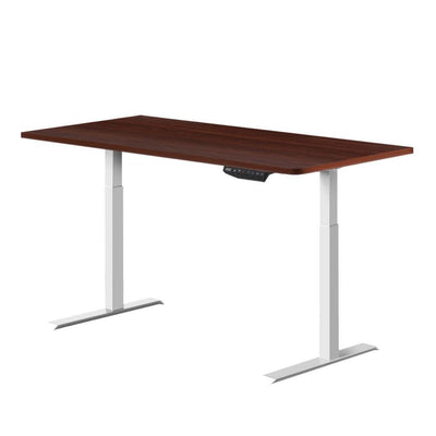 Artiss Standing Desk Adjustable Height Desk Dual Motor Electric White Frame Walnut Desk Top 120cm - Payday Deals