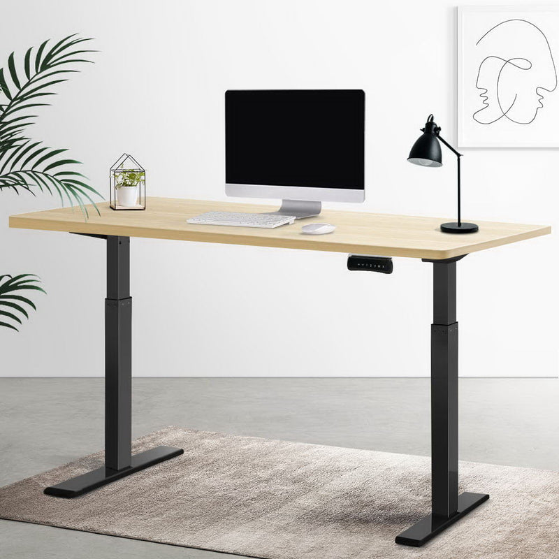 Artiss Standing Desk Electric Height Adjustable Sit Stand Desks Black Oak 140cm