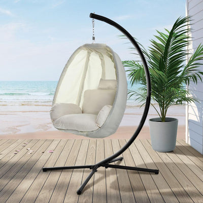 Gardeon Outdoor Furniture Egg Hammock Porch Hanging Pod Swing Chair with Stand - Payday Deals