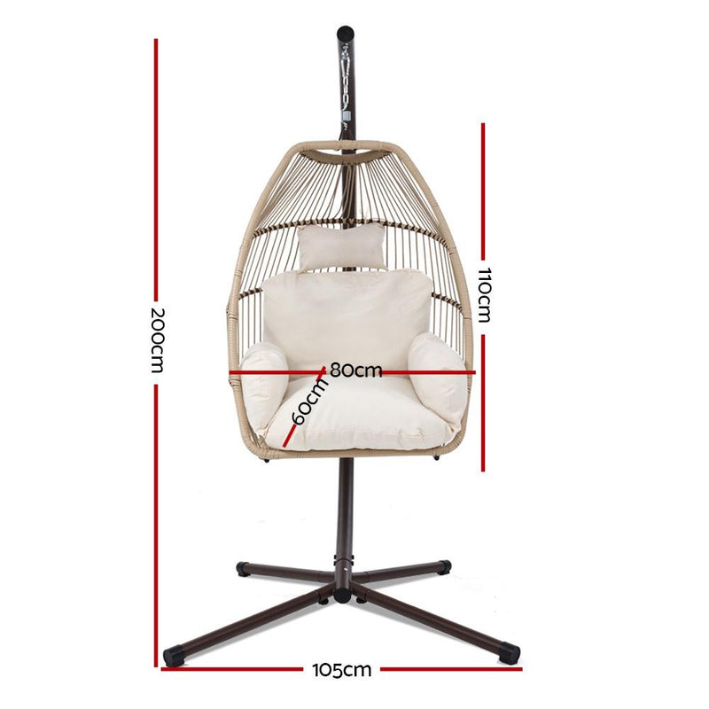 Gardeon Outdoor Furniture Egg Hanging Swing Chair Stand Wicker Rattan Hammock - Payday Deals