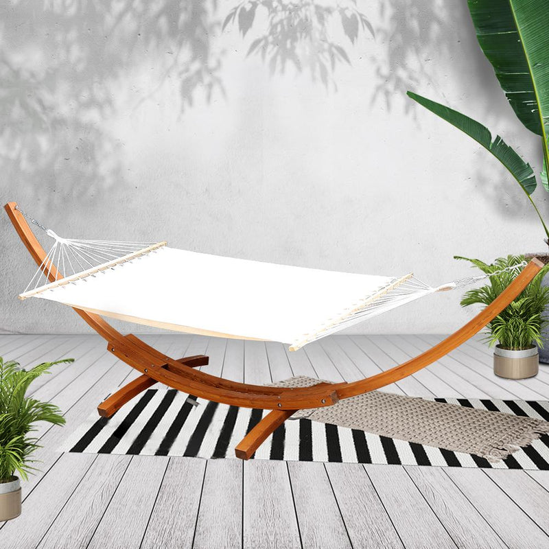 Gardeon Double Hammock with Wooden Hammock Stand - Payday Deals