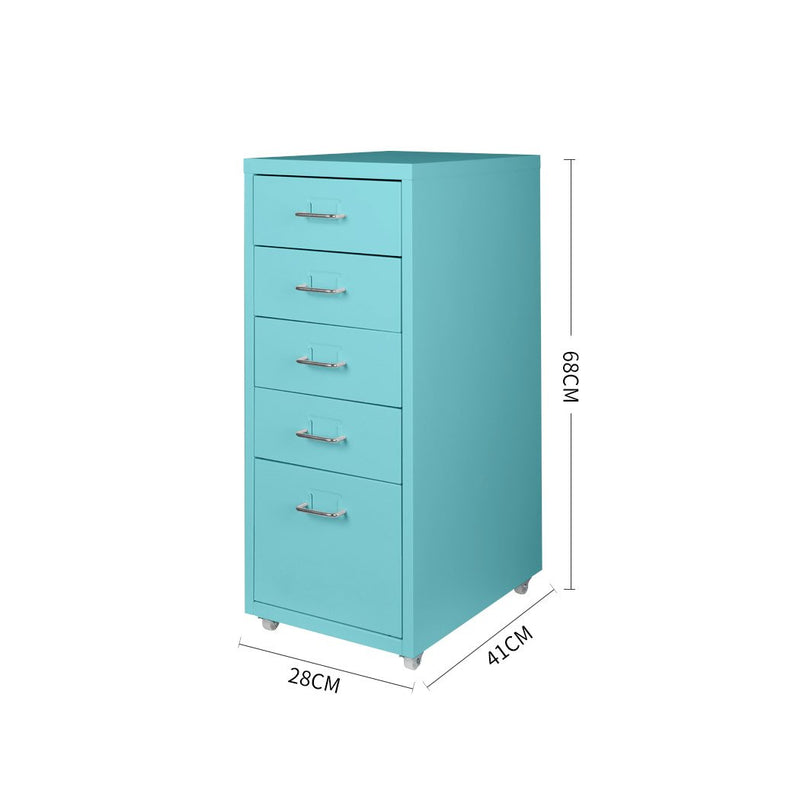 5 Drawers Portable Cabinet Rack Storage Steel Stackable Organiser Stand Blue - Payday Deals