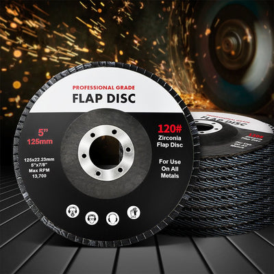 Traderight Flap Discs 125mm 5" Zirconia Sanding Wheel 120 # Sander Grinding x50