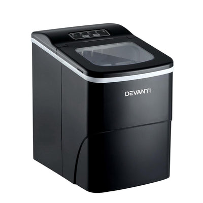 DEVANTi Portable Ice Cube Maker Machine 2L Home Bar Benchtop Easy Quick Black - Payday Deals