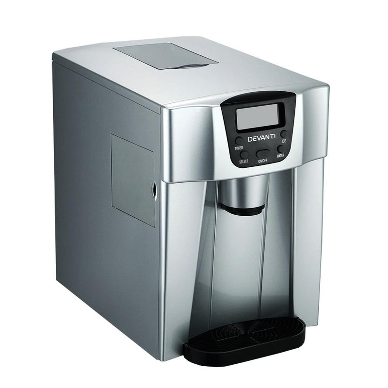 Devanti 2L Portable Ice Cuber Maker & Water Dispenser - Silver - Payday Deals
