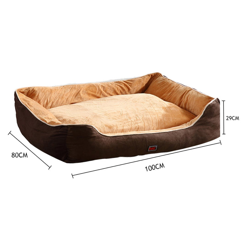PaWz Pet Bed Mattress Dog Cat Pad Mat Puppy Cushion Soft Warm Washable 2XL Brown - Payday Deals