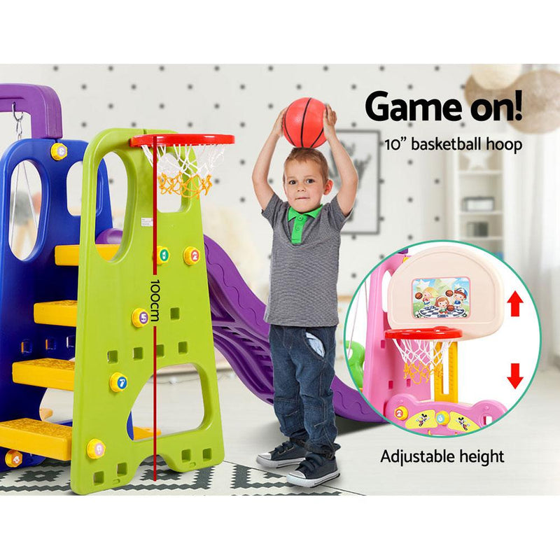Keezi Kids 7-in-1 Slide Swing with Basketball Hoop Toddler Outdoor Indoor Play - Payday Deals
