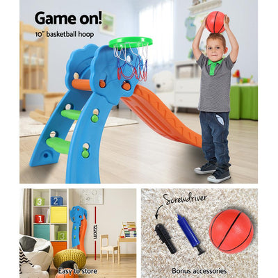 Keezi Kids Slide with Basketball Hoop Outdoor Indoor Playground Toddler Play - Payday Deals