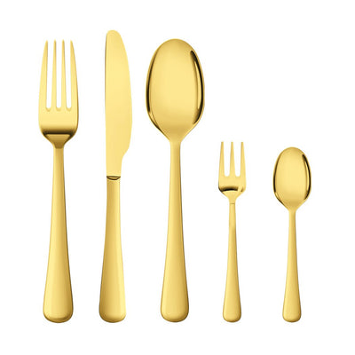 Stainless Steel Cutlery Set Travel Knife Fork Spoon Glossy Gold Tableware 30PCS - Payday Deals