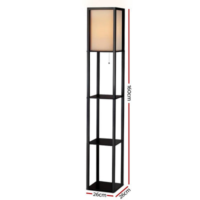 Artiss Led Floor Lamp Shelf Vintage Wood Standing Light Reading Storage Bedroom - Payday Deals