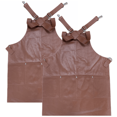 2x BUFFALO LEATHER APRON Cooking Chef Hairdresser Waterproof Durable - Tan
