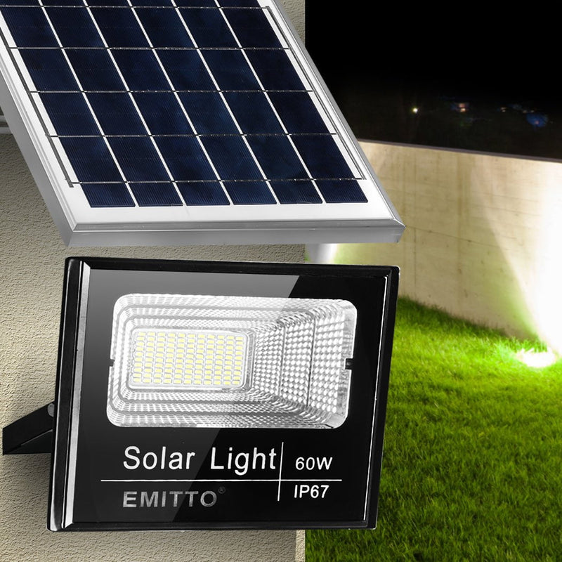 EMITTO LED Solar Lights Street Outdoor Garden Sensor Remote Security Lamp 60W