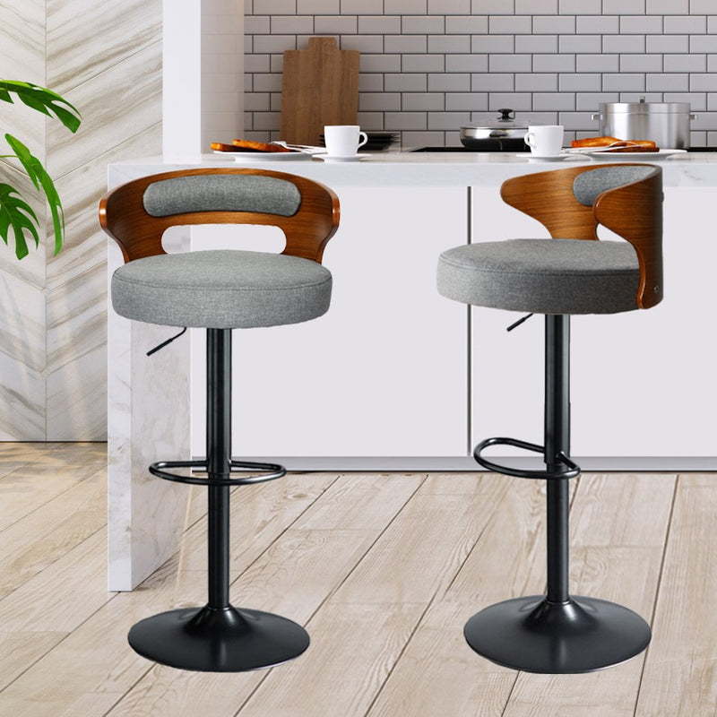 Levede 1x Bar Stools Kitchen Gas Lift Wooden Beech Stool Chair Swivel Barstools - Payday Deals
