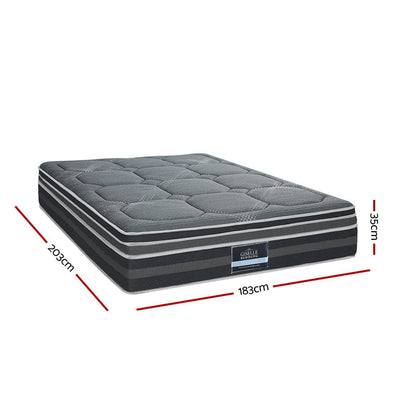 Giselle 35CM KING Mattress Bed 7 Zone Dual Euro Top Pocket Spring Medium Firm
