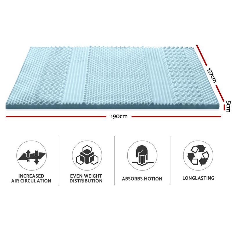 Giselle Bedding Cool Gel 7-zone Memory Foam Mattress Topper w/Bamboo Cover 5cm - Double - Payday Deals
