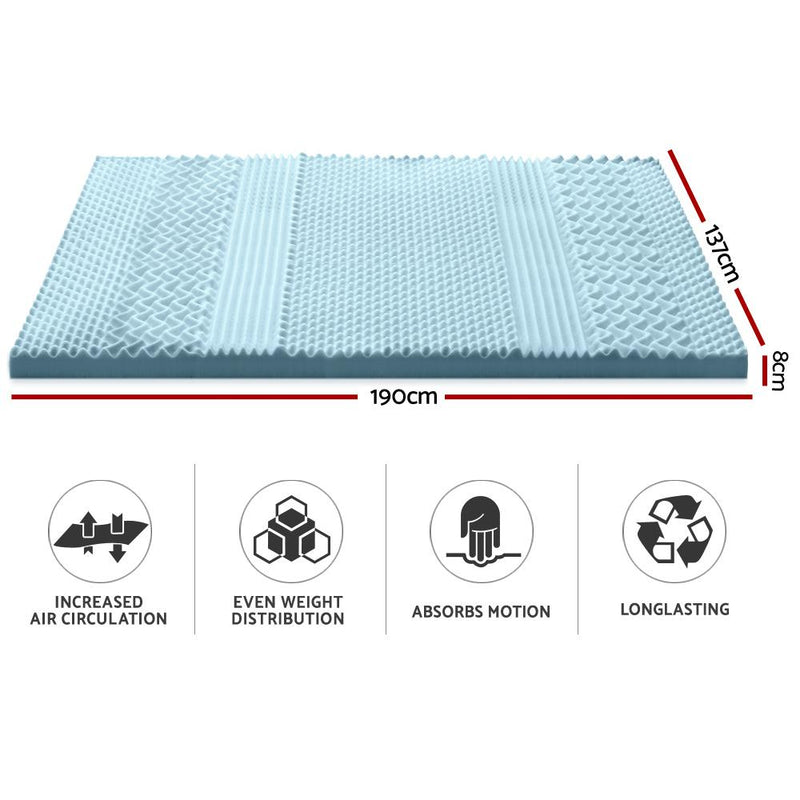 Giselle Bedding Cool Gel 7-zone Memory Foam Mattress Topper w/Bamboo Cover 8cm - Double - Payday Deals