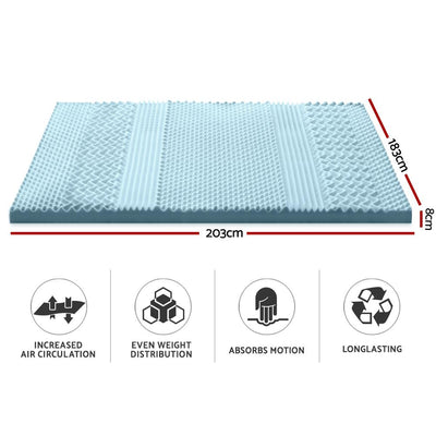 Giselle Bedding Cool Gel 7-zone Memory Foam Mattress Topper w/Bamboo Cover 8cm - King - Payday Deals