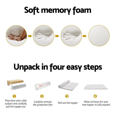 Giselle Bedding Memory Foam Mattress Topper 7-Zone Airflow Pad 8cm Double White