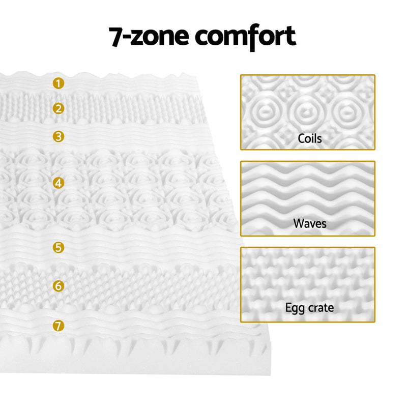 Giselle Bedding Memory Foam Mattress Topper 7-Zone Airflow Pad 8cm Single White