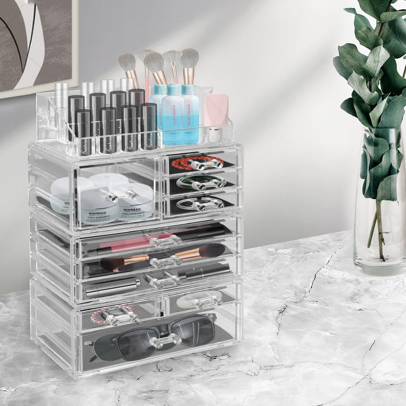 Cosmetic 10 Drawer Makeup Organizer Storage Jewellery Holder Box Acrylic Display - Payday Deals