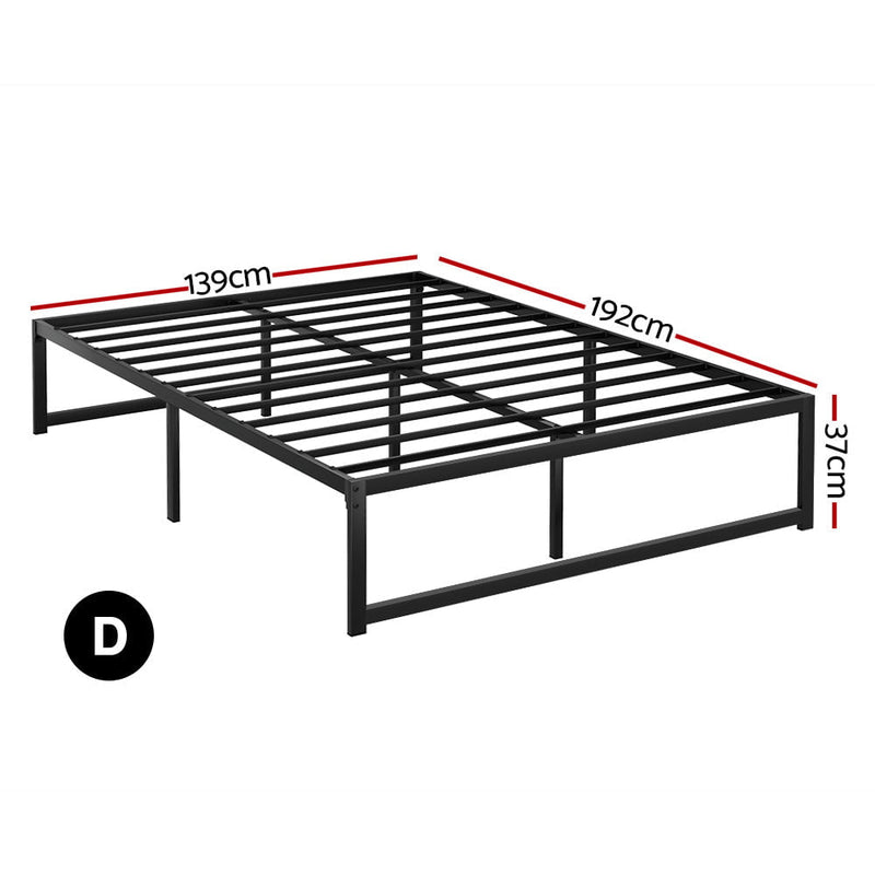 Artiss Bed Frame Metal Platform Double Size Bed Base Mattress Black TINO