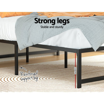 Artiss Bed Frame Metal Platform King Size Bed Base Mattress Black TINO