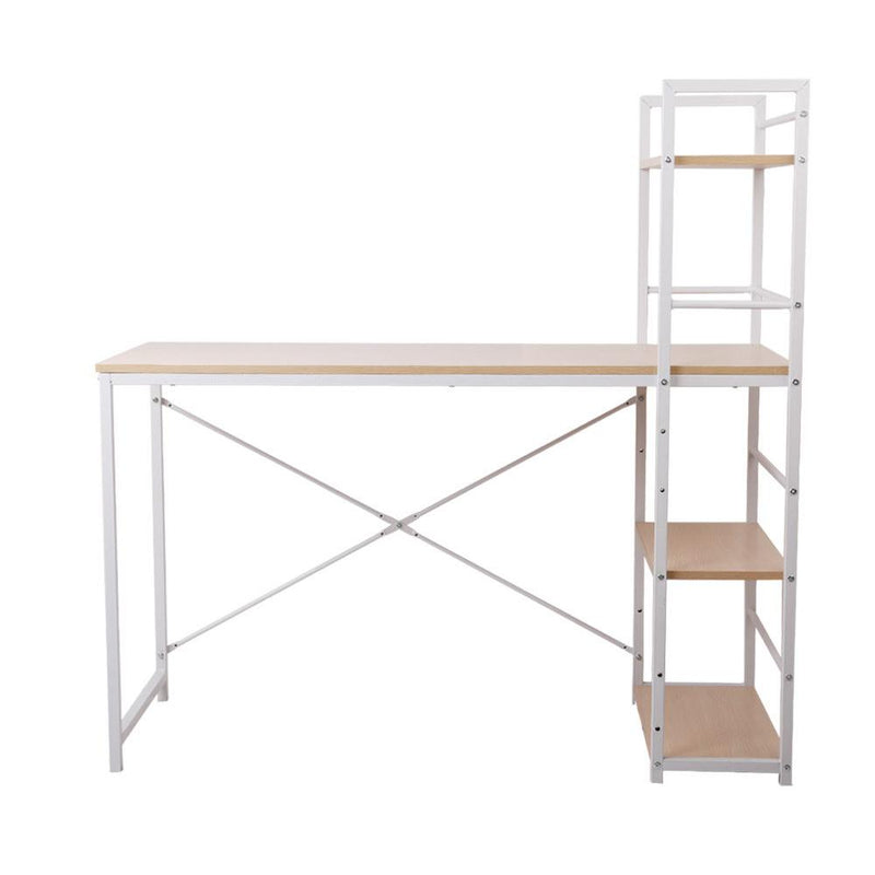 Artiss Metal Desk with Shelves - White with Oak Top - Payday Deals