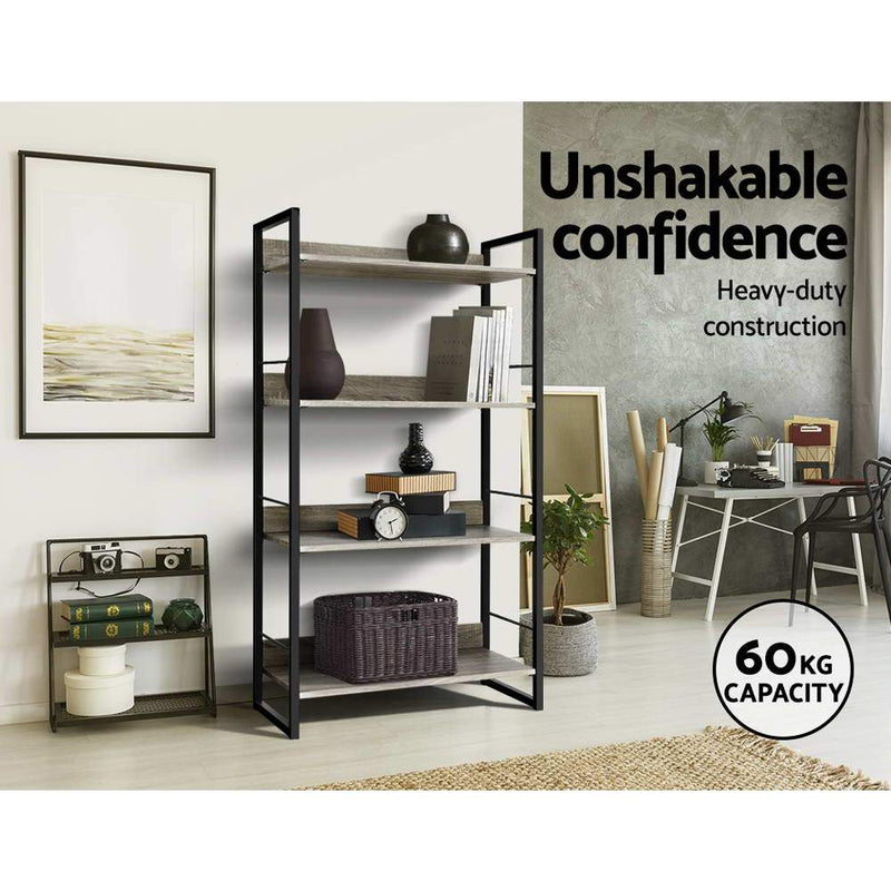 Artiss Book Shelf Display Shelves Corner Wall Wood Metal Stand Hollow Storage - Payday Deals
