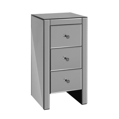 Artiss Mirrored Bedside Tables Drawers Crystal Chest Nightstand Glass Grey - Payday Deals