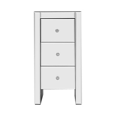 Artiss Mirrored Bedside table Drawers Furniture Mirror Glass Quenn Silver - Payday Deals