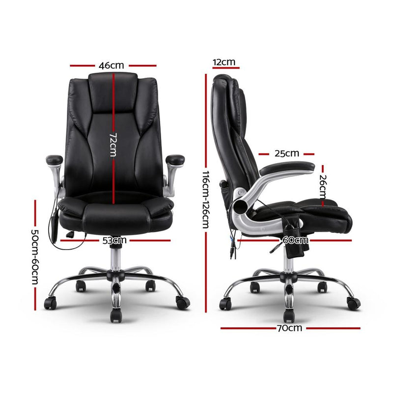 8 Point PU Leather Massage Chair - Black - Payday Deals