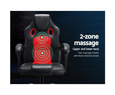 Artiss Massage Office Chair Gaming Computer Seat Recliner Racer Red - Payday Deals